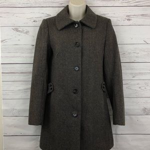 H&M Women’s Brown Peacoat Jacket 100% Wool Medium